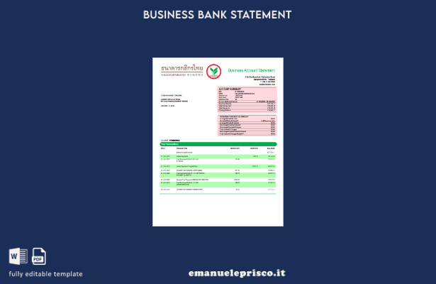 stile verificato Modello di dichiarazione aziendale Kasikornbank Word e PDF
